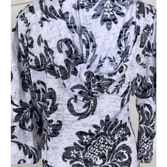 The Balance Collection Large Hooded Cover Up Black Gray Floral - Picture 6 of 7